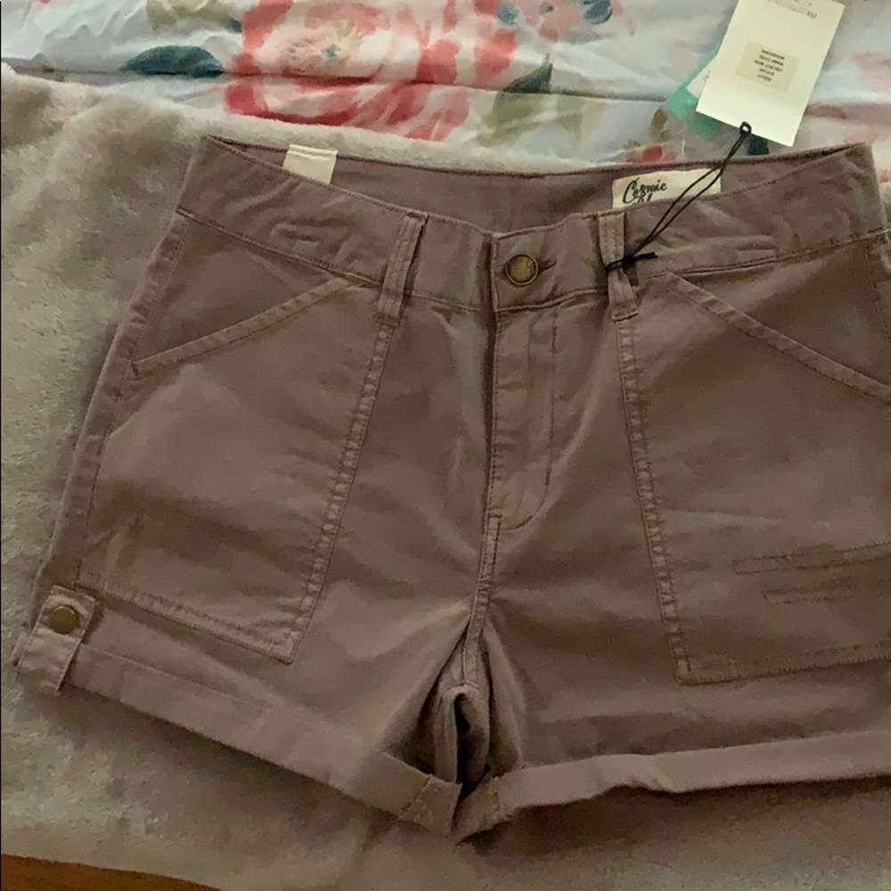 Cosmic blue love-shorts dark khaki NWT